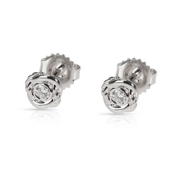 David Yurman Crossover Diamond Infinity Stud Earrings in 18K White Gold 0.12 CTW - Picture 1 of 3